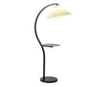 HGJHJJHK Lampadaire Arc Lampe sur Pied en Lin plissé Style crème Nordique Lampes Hautes en Fer antirouille avec Plateau Ambiance de Chevet Lumière Verticale Base en marbre pour Salon Coin hôtel