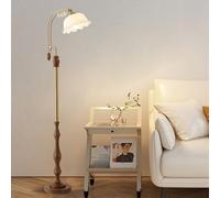 HGJHJJHK Lampadaire Contemporain en Verre 66,1" Arc en Bois - Lampe Haute en Noyer avec E26 à intensité Variable - Lampe sur Pied en Verre à Fleurs pour canapé, Salon, Chambre à Coucher, Villa