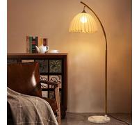HGJHJJHK Lampadaire Milieu du siècle en Lin de 63 po, Base en marbre, Lampe sur Pied en Fer et en Bambou avec intensité Variable E26, Lampe Haute pour Salon, Bureau, Chambre à Coucher, Couloir