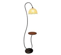 HGJHJJHK Lampadaire Noir avec Plateau décoration de Salon Lampe Verticale d'angle Haute avec Abat-Jour en Lin lumière Chaude LED 3000K lampadaires Interrupteur au Pied et Base en marbre pour Bureau à