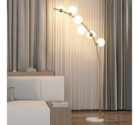 HGJHJJHK Lampadaire Nordique Moderne à Hauteur réglable avec Abat-Jour en Verre dépoli, 6 lampadaires Globe, Lampe à Poteau Haut Noir avec Base en marbre pour Chambre à Coucher, Salle d'étude, hôtel,