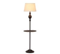 HGJHJJHK Lampadaire rétro américain avec Plateau, Ferme, Grande lumière avec Abat-Jour en Lin, Lampe sur Pied en Fer antirouille, Base E27, lampadaires créatifs pour hôtel, café, Studio