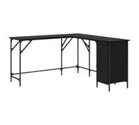 HGKMBRY Bureau d'angle réglable aspect chêne noir 141 x 141 x 75 cm avec étagères, style industriel, pieds carrés stables, grand plateau de table en bois
