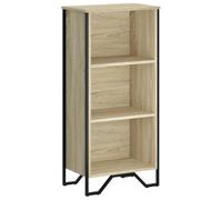HGLADYU Bibliothèque à 3 compartiments, 50 x 31 x 106 cm, matériau en bois avec pieds en métal, étagère ouverte pour livres et décoration, étagère moderne en chêne Sonoma