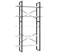 HGLADYU Bibliothèque à 5 compartiments, blanche, 100 x 30 x 175 cm, en bois et cadre en métal, design industriel moderne, deux armoires combinables en une étagère haute, beaucoup d'espace de rangement