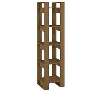 HGLADYU Bibliothèque en pin massif marron miel 41 x 35 x 160 cm, séparateur de pièce sans paroi arrière, espace de rangement pour livres et décoration