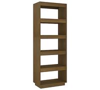 HGLADYU Bibliothèque en pin massif, marron miel, 60 x 35 x 167 cm, séparateur de pièce et étagère sur pied pour livres, magazines et décoration, polyvalente dans le couloir et le salon