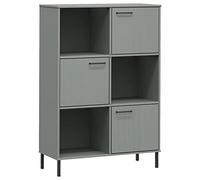 HGLADYU Bibliothèque Oslo avec pieds en métal gris 90 x 35 x 128,5 cm en bois massif - Bibliothèque à 6 compartiments en pin massif avec beaucoup d'espace de rangement pour livres et magazines