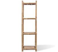 HGLADYU Étagère carrée en bambou avec 4 étagères, polyvalente comme porte-serviettes dans la salle de bain, bibliothèque dans le salon ou support de plantes sur la terrasse, design compact