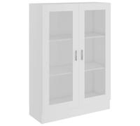 HGLADYU Vitrine blanche 82,5 x 30,5 x 115 cm en bois avec 3 compartiments et 2 portes, bibliothèque décorative pour livres, DVD et appareils multimédias, facile d'entretien avec un chiffon humide
