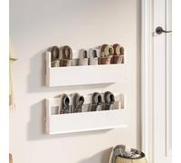 HGNFREF Lot de 2 étagères à chaussures murales en pin massif Blanc 59 x 9 x | Peu encombrant, montage mural, design moderne, sans surface au sol