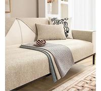HGTRH Housse De Canapé d'angle 3 Places avec Accoudoirs, Couverture Canape Antiderapante, Lavable Coton et Lin Housse De Coussin D'Assise Canapé d'angle, Anti-Griffes De Chat Protege Canape
