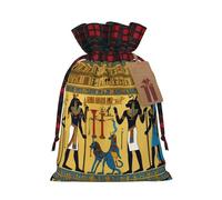 Hgvcse Sac de Noël avec cordon de serrage - Motif Egypte antique - Série tribale - Réutilisable - Emballage 3D - Cadeau de fête