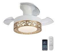 HGYNBCP Ventilateur de Plafond rétractable avec télécommande - LED à intensité Variable à 6 Vitesses(Gold)