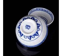 HH-CC Bol Ensemble de 6 Petits Bols à Riz Bleus et Blancs Décorés en Porcelaine Orientale Chinoise Bol Dia & Profond Motif Riz en Céramique Qualité Garantie,7 in/18CM