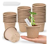 HHDESHSL 30 Pack Biodegradable Seed Pots, 11 cm Pot de Semis avec 30 Pcs Étiquettes, Pots de Démarrage Graines de Semis en Tourbe, Godets de Rempotage Degradable pour Serre Jardin Potager Fleur Semis