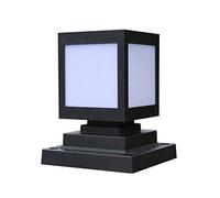 HHKQ Lampe Pilier Portail Lampe, Lampadaire Solaire Extérieur Moderne Plastique IP65 Étanche Lampes de Poteau pour Décoration Balcon Escalier Garage Sentier, Noir,Warm light