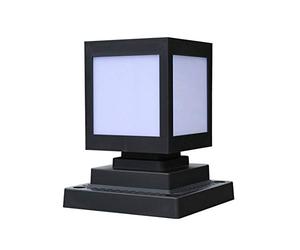 HHKQ Lampe Pilier Portail Lampe, Lampadaire Solaire Extérieur Moderne Plastique IP65 Étanche Lampes de Poteau pour Décoration Balcon Escalier Garage Sentier, Noir,Warm light