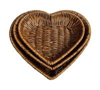 Hhmmei2024-23 Bol de fruits Corbeille à Fruits Panier de Rangement Tissé en Forme Coeur Multi-usages Simulation Paniers Bureau Rotin for Pain Restaurant Servant d'affichage Corbeille de fruits