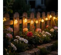 HHMTAKA Guirlande lumineuse solaire d'extérieur étanche 50 LED 8 modes 9,5 m pour intérieur/extérieur Boule de cristal Guirlande lumineuse pour jardin, terrasse, cour, maison, fête de Noël, mariage