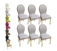 HHONGWYT Housse de Chaise Dossier Rond Housse de Chaise en Pieds Bois Salle à Manger Ovale Lot de 4/6/2 Petit/Grand Housse Protection Chaise, Couverture Couvre Chaise Salle à Manger,E 6pcs,1Small