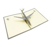 HHRJNUST Carte de Vœux Avion 3D, Maquette En Papier Sculpté, Effet Ingénierie Aéronautique pour Les Passionnés D'aviation, Idéale pour Les Anniversaires et, Gris