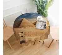 hhxvcv Nappe ronde imprimée pyramide égyptienne dans le désert - Nappe pour décoration de cuisine, salle à manger, pique-nique et café