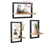 hi-home Lot de 3 étagères murales flottantes pour Mur, étagères suspendues pour Rangement Mural, étagère Murale carrée, étagères murales pour Salle de Bain, Salon, Marron