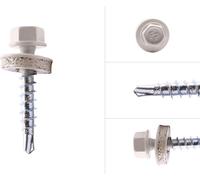 HI-LO Vis autoforeuses avec bague d'étanchéité Zingué blanc R9002 6,3 x 38 mm - paquet de 250 pièces