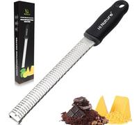 Hi Nature Râpe Zesteur Acier Inoxydable - Râpe à Fromage, Citron, Gingembre, Ail - Manche Ergonomique - Lame Ultra Tranchante - Lavable au Lave-Vaisselle - Noir