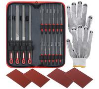 Hi-Spec Kit de Limes 16 pièces en Acier Carbone, 200mm Limes Plates, Demi-Rondes, Rondes, Triangulaires - Bois, Métal, Céramique, Bricolage, Ébénisterie - Sac de Rangement Inclus