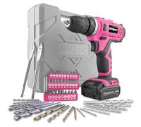 Hi-Spec Perceuse-visseuse sans fil 12V Rose - Kit 50 Pièces avec Embouts pour Bois, Métal et Pierre - Boîte Pratique pour la Maison - Boîte pratique pour femmes à domicile