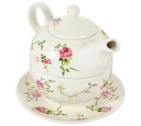 HIAKDOFT Set de thé vintage, théière avec tasses et assiette, 1 jeu, céramique, pratique et, pour boire du thé au bureau
