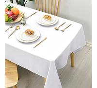Hiasan Nappe Blanche rectangulaire Anti-Taches Lavable, Nappe Exterieur Impermeable Jardin, pour Salle à Manger, Jardin, fête, Pique Nique, Anniversaire, Mariage ou Maison, 130x160cm Blanc