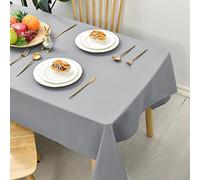 Hiasan Nappe rectangulaire Anti-Taches Lavable, Nappe Exterieur Impermeable Jardin, pour Salle à Manger, Jardin, fête, Pique Nique, Anniversaire, Mariage ou Maison, 130x160cm Gris argenté