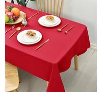 Hiasan Nappe rectangulaire Anti-Taches Lavable, Nappe Exterieur Impermeable Jardin, pour Salle à Manger, Jardin, fête, Pique Nique, Anniversaire, Mariage ou Maison, 130x160cm Rouge