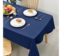 Hiasan Nappe rectangulaire Anti-Taches Lavable, Nappe Exterieur Impermeable Jardin, pour Salle à Manger, Jardin, fête, Pique Nique, Anniversaire, Mariage ou Maison, 130x160cm Bleu foncé