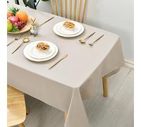 Hiasan Nappe rectangulaire Anti-Taches Lavable, Nappe Exterieur Impermeable Jardin, pour Salle à Manger, Jardin, fête, Pique Nique, Anniversaire, Mariage ou Maison, 130x160cm Beige