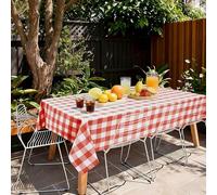 Hiasan Nappe rectangulaire Vichy Anti-Taches Lavable, Nappe Exterieur Impermeable Jardin, pour Salle à Manger, Jardin, fête, Pique Nique, Anniversaire, Mariage ou Maison, 130x160cm Orange et Blanc