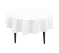 Hiasan Nappe Ronde Anti-Taches Lavable, Nappe Exterieur Impermeable Jardin, pour Salle à Manger, Jardin, fête, Pique Nique, Anniversaire, Mariage ou Maison, Diamètre 160 cm Blanc