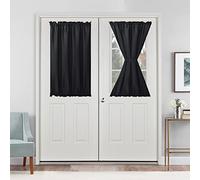 Hiasan Rideaux de Porte française pour Petite fenêtre, Rideau Court Avant avec Passe-Tringle pour fenêtre latérale Avant - 1 Panneau (Noir, 61 cm de Large x 101,6 cm de Long)