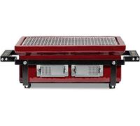 HIBACHI EVO : Grill de table en céramique, couleur rouge royal. Mini-grill rectangulaire de 40x22 cm, grill japonais au charbon de bois, compact pour une utilisation en intérieur et en extérieur