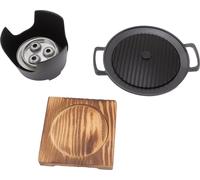 Hibachi Grill sans fumée Cadre en bois Alliage d'aluminium Assemblage facile Gril à charbon de bois portable pour le camping Barbecue à domicile