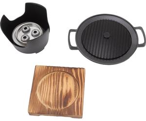 Hibachi Grill sans fumée Cadre en bois Alliage d'aluminium Assemblage facile Gril à charbon de bois portable pour le camping Barbecue à domicile