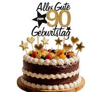 Hibarby Décoration De Gâteau D'Anniversaire 90 Ans, Happy 30th Birthday Cake Topper, Décoration De Gâteau Avec Amour Étoiles