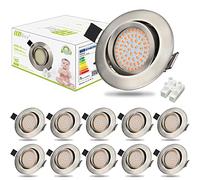 HiBay 10x Spot LED Encastrable Extra Plat 27mm Orientable 40°,Blanc Chaud 3000K 3.5W 400LM,Trou 70-80mm,Spots de Plafond Inox 220V Pour Cuisine Salon Interieur