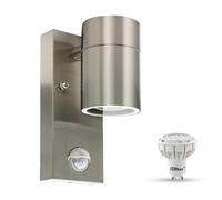 HiBay Lampe Murale Exterieur Detecteur de Mouvement 7W Inox Brossé,Luminaire Exterieur LED Moderne 550lm Blanc Froid IP44 Étanche Avec 1x GU10 Ampoules