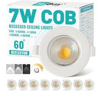 HiBay Lot de 8 Spot LED Encastrable Dimmable Extra Plat,600LM 3000K Blanc Chaud Éclairage Encastré COB,7W 230V Spots de Plafond Encastre,Trou 65-85mm,Spot de Plafond Blanc Pour Cuisine Chambre Salon