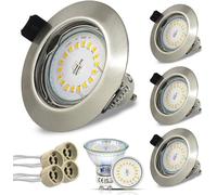 HiBay Spot LED Encastrable GU10,4x 5W Spot Encastré Blanc Neutre 4500k Plafond,Trou 68mm,Plafonnier Encastré Inox Brossé 220V Avec GU10 Ampoules,Pour Hotel, Bureau, Cuisine