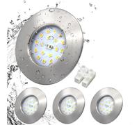 HiBay Spot Led Encastrable Salle de Bain 5W,4x Spot Extra Plat IP44 Étanche,Blanc Chaud 3000K,Trou 60-68mm,Éclairage salle de bain Inox Brossé 220V 500lm pour Cuisine Salon